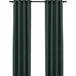 vidaXL - Gordijn - Groen - Stof - 140 x 245 cm - 2 stuks