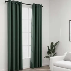 vidaXL - Gordijn - Groen - Stof - 140 x 245 cm - 2 stuks