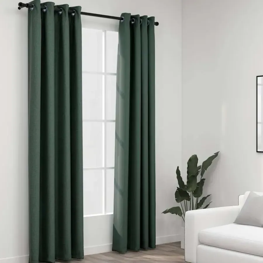 vidaXL - Gordijn - Groen - Stof - 140 x 245 cm - 2 stuks