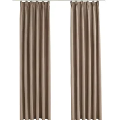 Gordijnen|Kant &Amp; Klaar Gordijnen-vidaXL - Gordijn - Taupe - Stof - 140 x 225 cm - 2 stuks