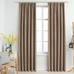 Gordijnen|Kant &Amp; Klaar Gordijnen-vidaXL - Gordijn - Taupe - Stof - 140 x 225 cm - 2 stuks