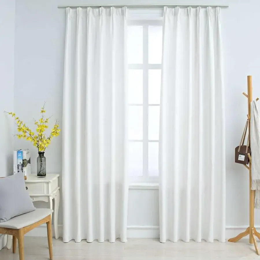 Gordijnen|Kant &Amp; Klaar Gordijnen-vidaXL - Gordijn - Wit - Stof - 140 x 225 cm - 2 stuks