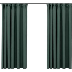 vidaXL - Gordijnen verduisterend - Groen - Stof - 140 x 175 cm - 2 stuks