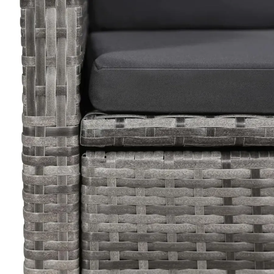 Tuinsets-vidaXL - Grijs Tuinset - 4 verstelbaar stoelen en 85x85 cm tafel - Poly rattan