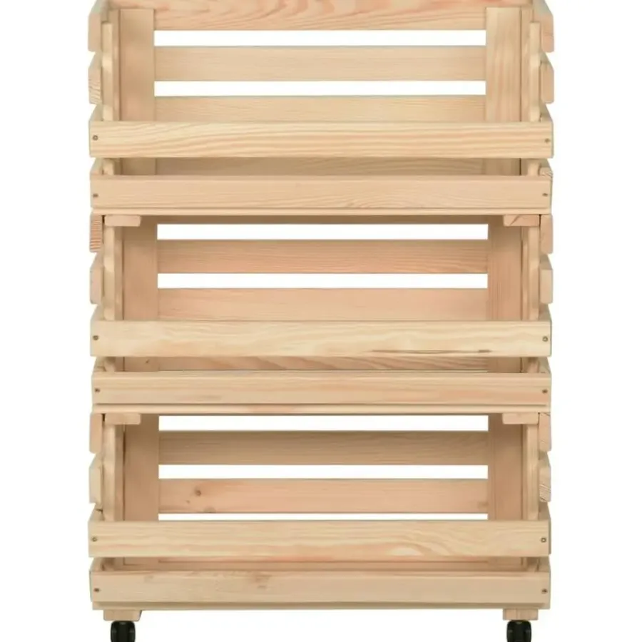 vidaXL - Groentetrolley - Bruin - Grenenhout - 57 x 30 x 80 cm
