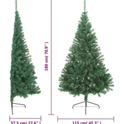 vidaXL - Halve Kerstboom - Groen - 180 x 115 cm