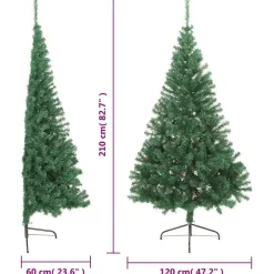 vidaXL - Halve Kerstboom - Groen - 210 x 120 cm