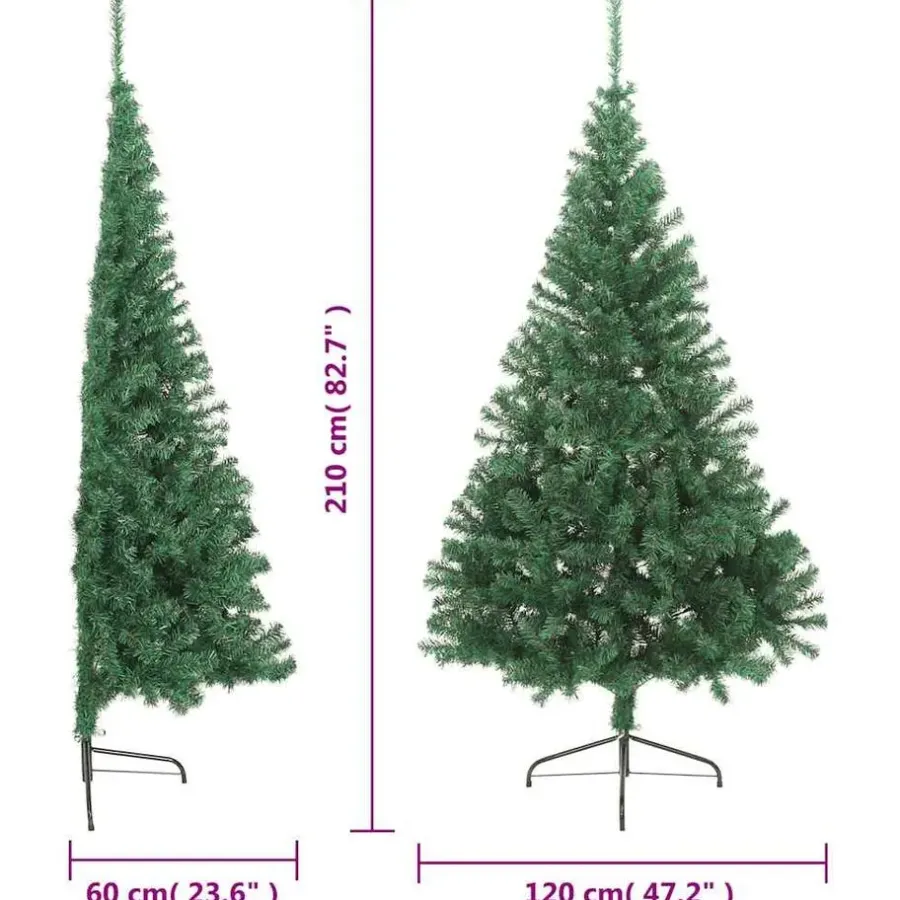 vidaXL - Halve Kerstboom - Groen - 210 x 120 cm