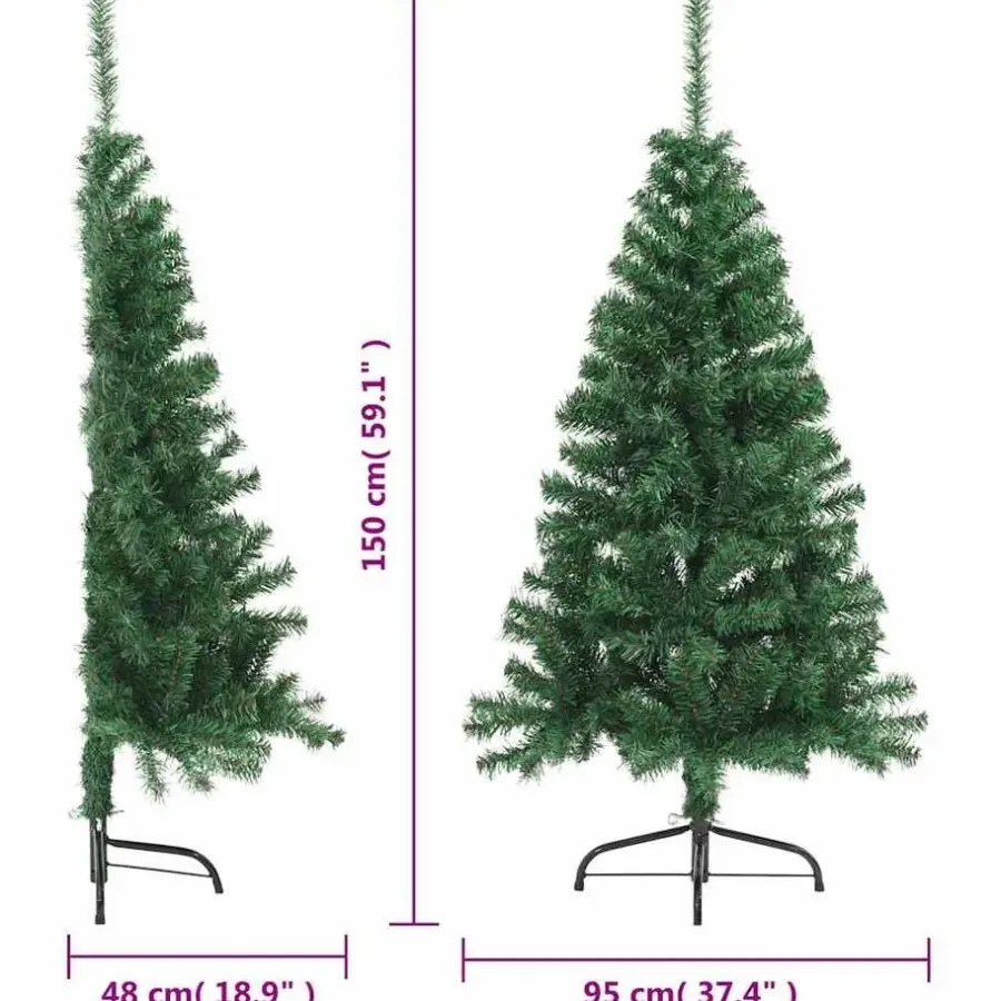 vidaXL - Halve Kerstboom - Groen - 150 x 95 cm