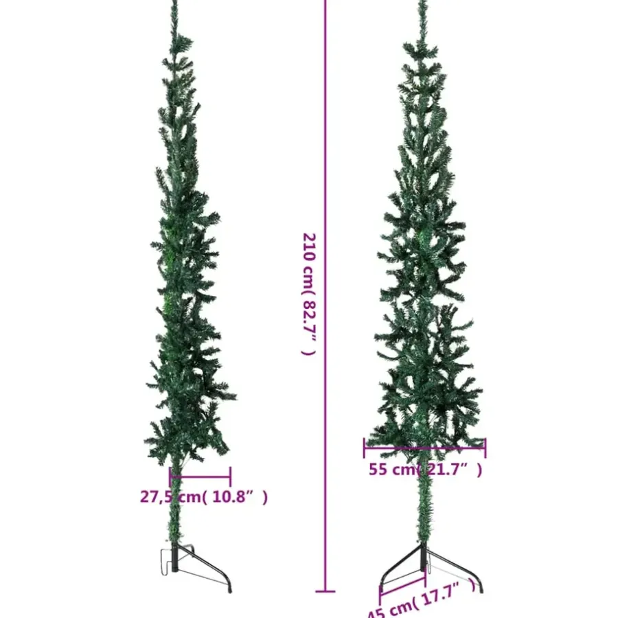 vidaXL - Halve Kunstkerstboom - Groen - 210 cm