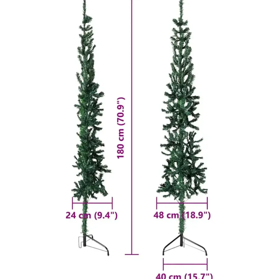 Kerstbomen-vidaXL - Halve Kunstkerstboom - Groen - 180 cm