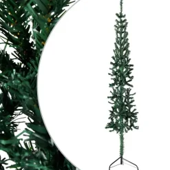 Kerstbomen-vidaXL - Halve Kunstkerstboom - Groen - 150 cm