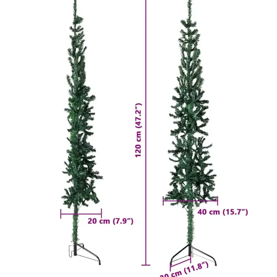 vidaXL - Halve Kunstkerstboom - Groen - 120 cm