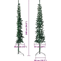 Kerstbomen-vidaXL - Halve Kunstkerstboom - Groen - 240 cm