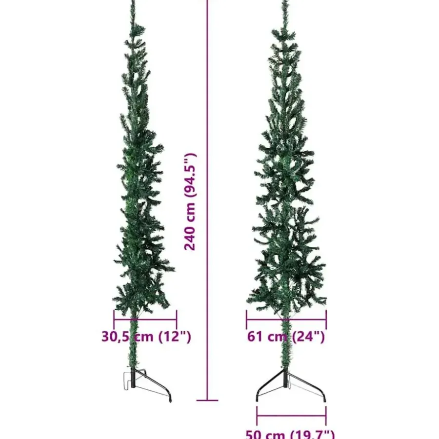 Kerstbomen-vidaXL - Halve Kunstkerstboom - Groen - 240 cm