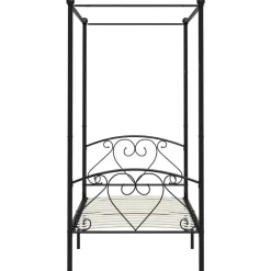 Kinderbedden-vidaXL - Hemelbed met hoofdbord - Zwart - Metaal - 90x200 cm