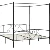 vidaXL - Hemelbed met hoofdbord - Zwart - Metaal - 200x200 cm