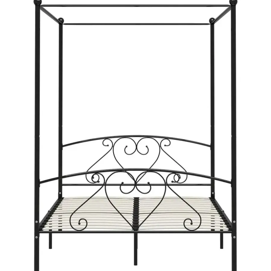 vidaXL - Hemelbed met hoofdbord - Zwart - Metaal - 160x200 cm