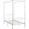 Kinderbedden-vidaXL - Hemelbed met hoofdbord - Wit - Metaal - 100x200 cm