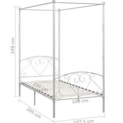 Kinderbedden-vidaXL - Hemelbed met hoofdbord - Wit - Metaal - 100x200 cm