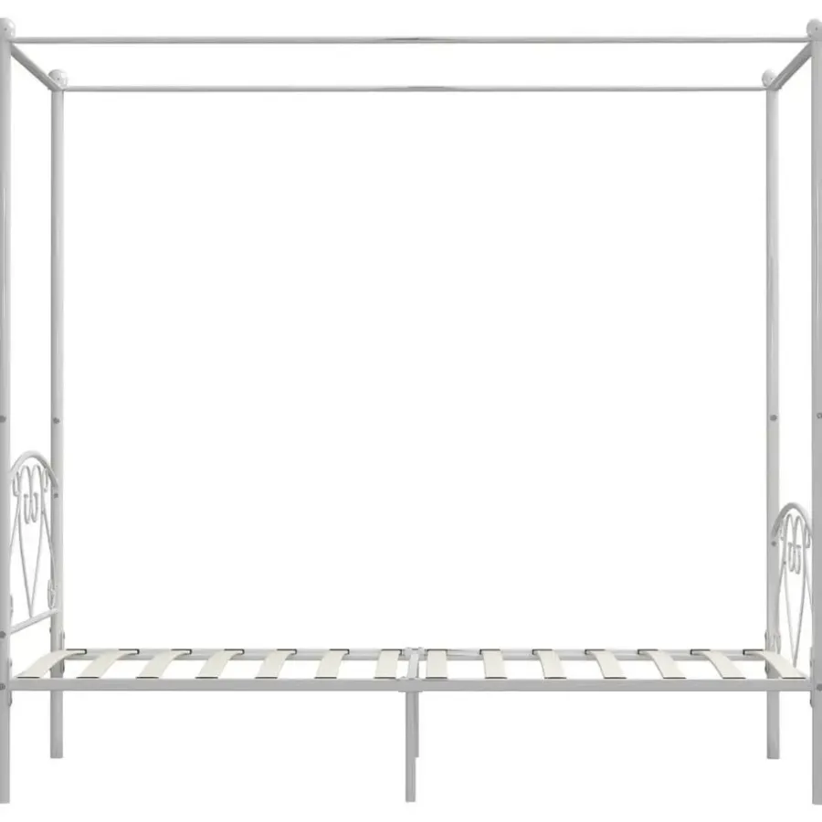 Kinderbedden-vidaXL - Hemelbed met hoofdbord - Wit - Metaal - 100x200 cm