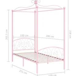 Kinderbedden-vidaXL - Hemelbed met verfijnd ontwerp - Roze - Metaal - 100x200 cm