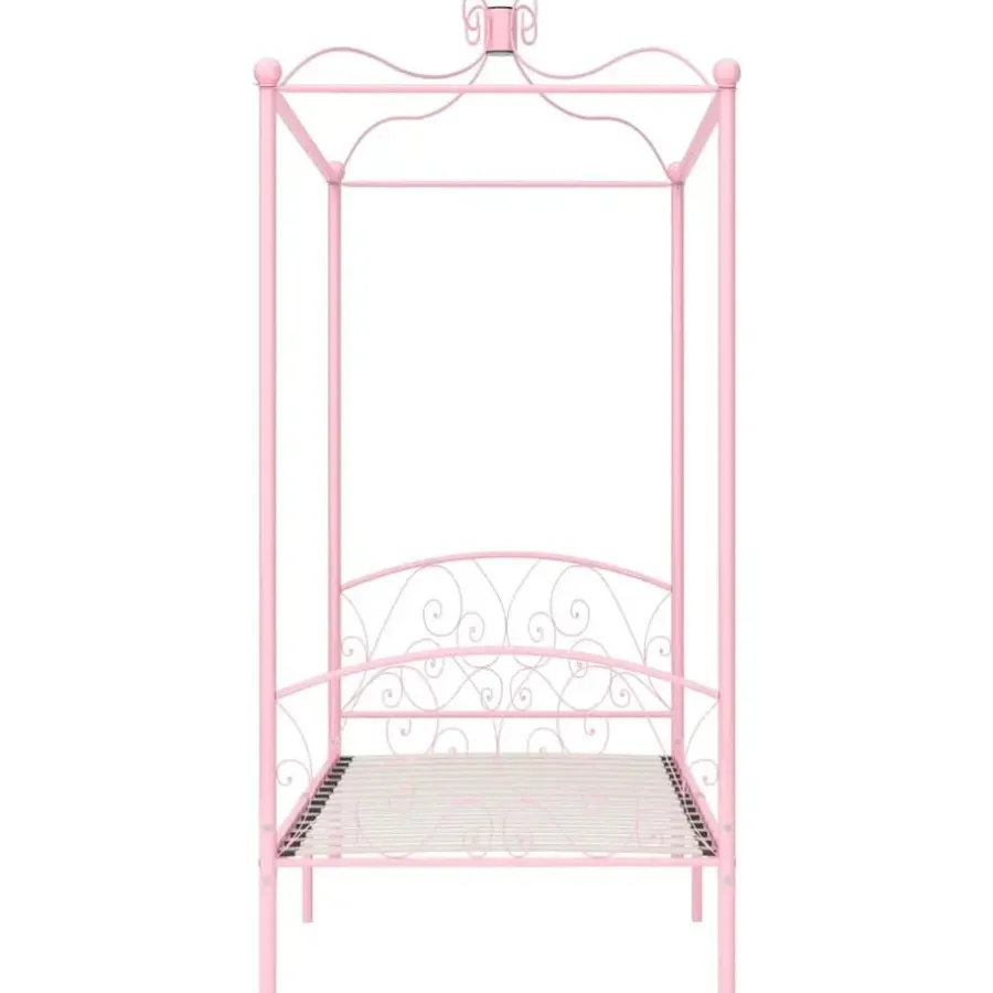Kinderbedden-vidaXL - Hemelbed met verfijnd ontwerp - Roze - Metaal - 100x200 cm