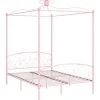 vidaXL - Hemelbed met verfijnd ontwerp - Roze - Metaal - 140x200 cm
