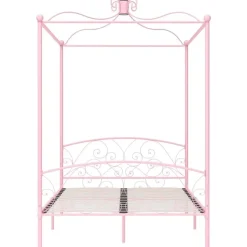 vidaXL - Hemelbed met verfijnd ontwerp - Roze - Metaal - 140x200 cm