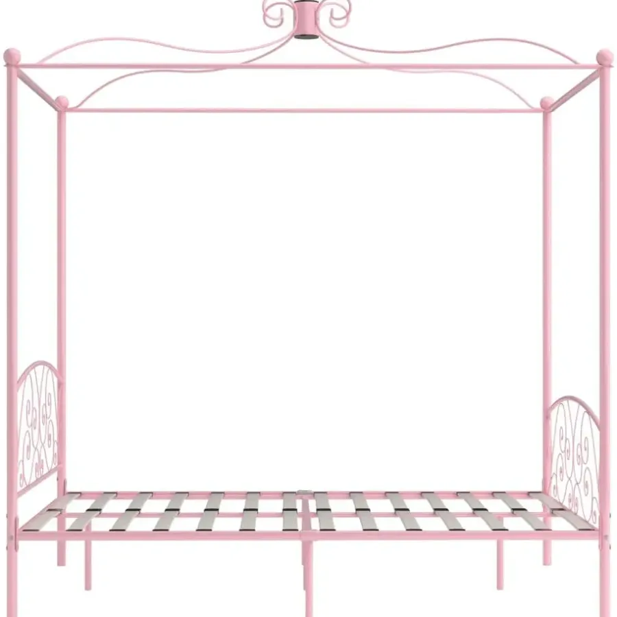 vidaXL - Hemelbed met verfijnd ontwerp - Roze - Metaal - 140x200 cm