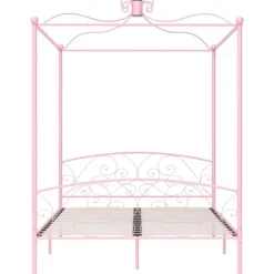 vidaXL - Hemelbed met verfijnd ontwerp - Roze - Metaal - 160x200 cm