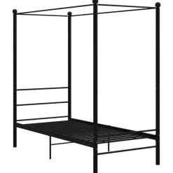 1-Persoons Bedden-vidaXL - Hemelbedframe met latten - Zwart - Metaal - 100x200 cm