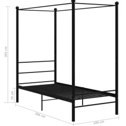 1-Persoons Bedden-vidaXL - Hemelbedframe met latten - Zwart - Metaal - 100x200 cm