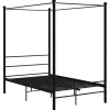 Kinderbedden-vidaXL - Hemelbedframe met latten - Zwart - Metaal - 140x200 cm