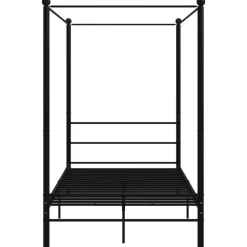 Kinderbedden-vidaXL - Hemelbedframe met latten - Zwart - Metaal - 140x200 cm