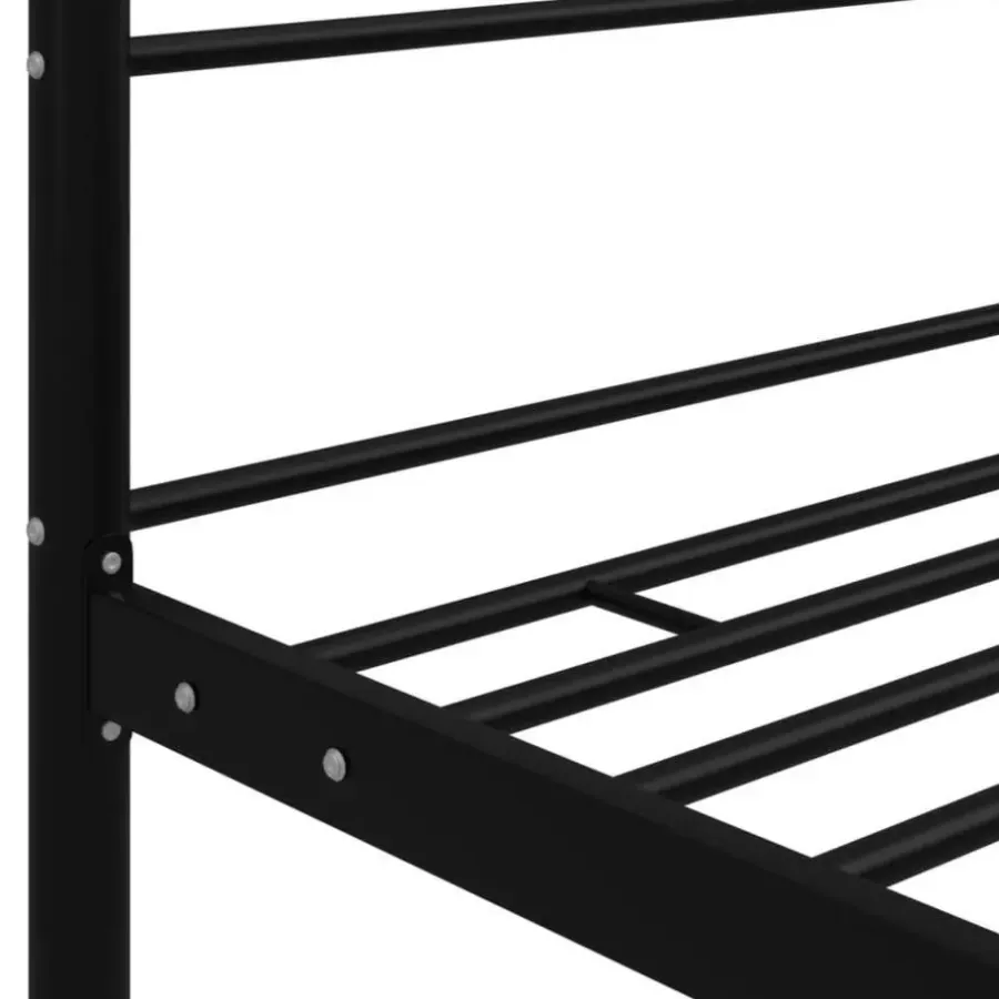 Kinderbedden-vidaXL - Hemelbedframe met latten - Zwart - Metaal - 140x200 cm