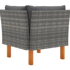 vidaXL - Hoekbank - Grijs - Poly rattan en massief eucalyptushout