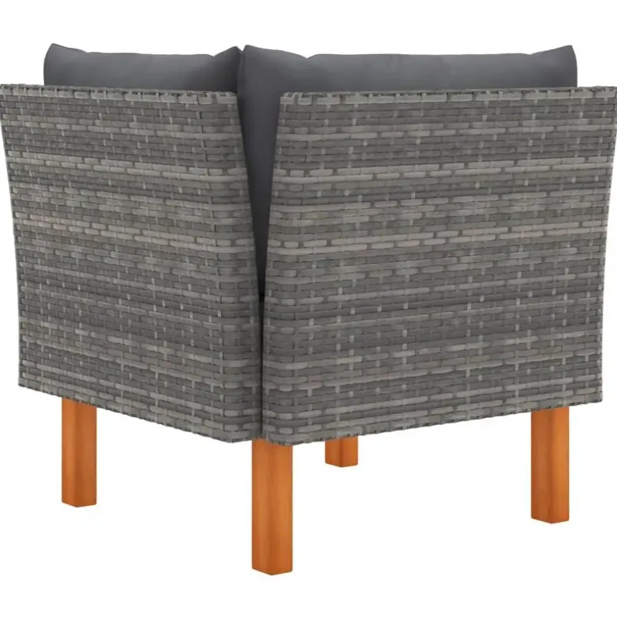 vidaXL - Hoekbank - Grijs - Poly rattan en massief eucalyptushout
