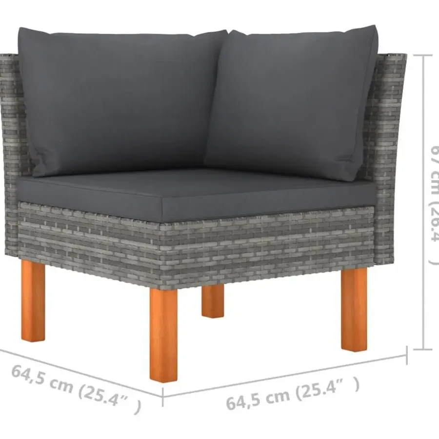 vidaXL - Hoekbank - Grijs - Poly rattan en massief eucalyptushout