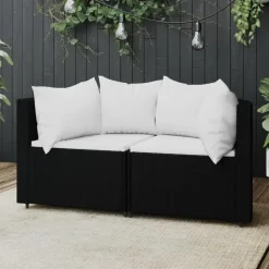 vidaXL - Hoekbank - Zwart - Poly rattan