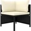 Loungeset Elementen-vidaXL - Hoekbank sectioneel - Zwart - Poly rattan - Met kussens