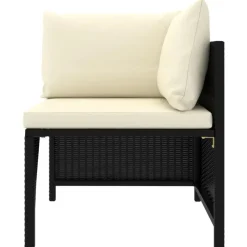 Loungeset Elementen-vidaXL - Hoekbank sectioneel - Zwart - Poly rattan - Met kussens