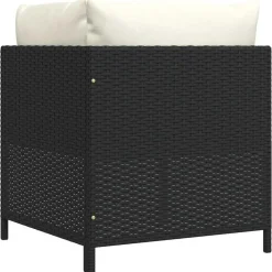 Loungeset Elementen-vidaXL - Hoekbank sectioneel - Zwart - Poly rattan - Met kussens