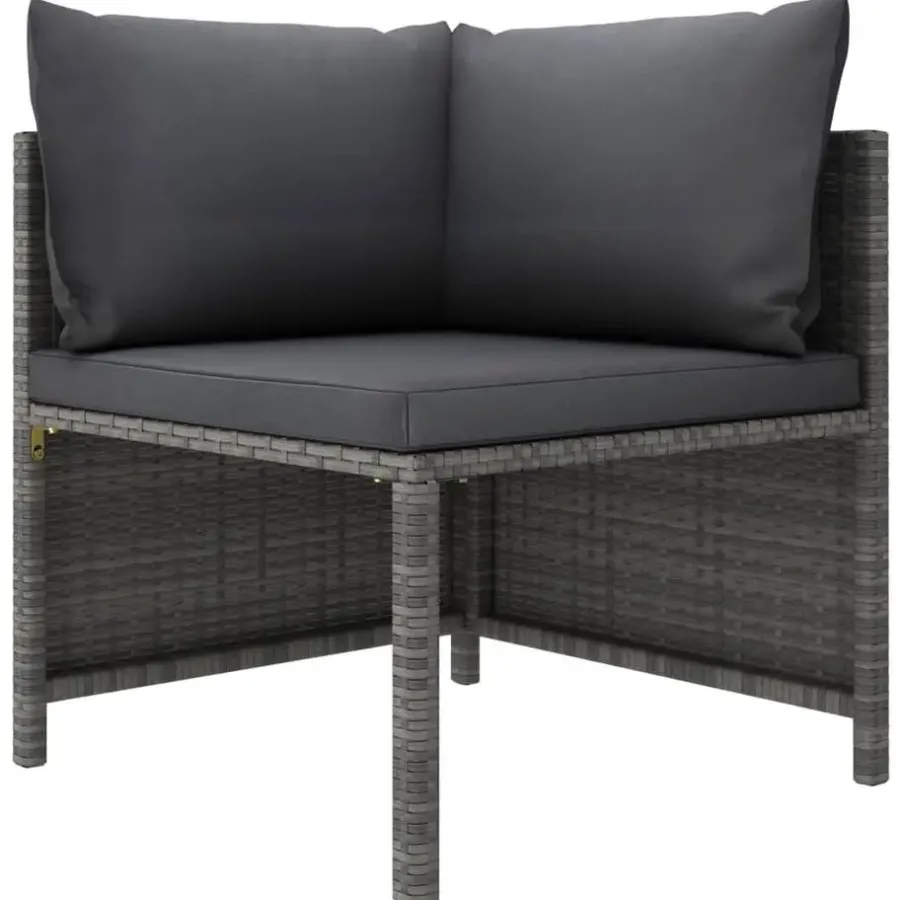 Loungeset Elementen-vidaXL - Hoekbank sectioneel - Grijs - Poly rattan - Met kussens
