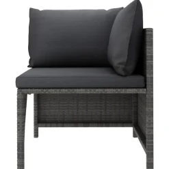 Loungeset Elementen-vidaXL - Hoekbank sectioneel - Grijs - Poly rattan - Met kussens