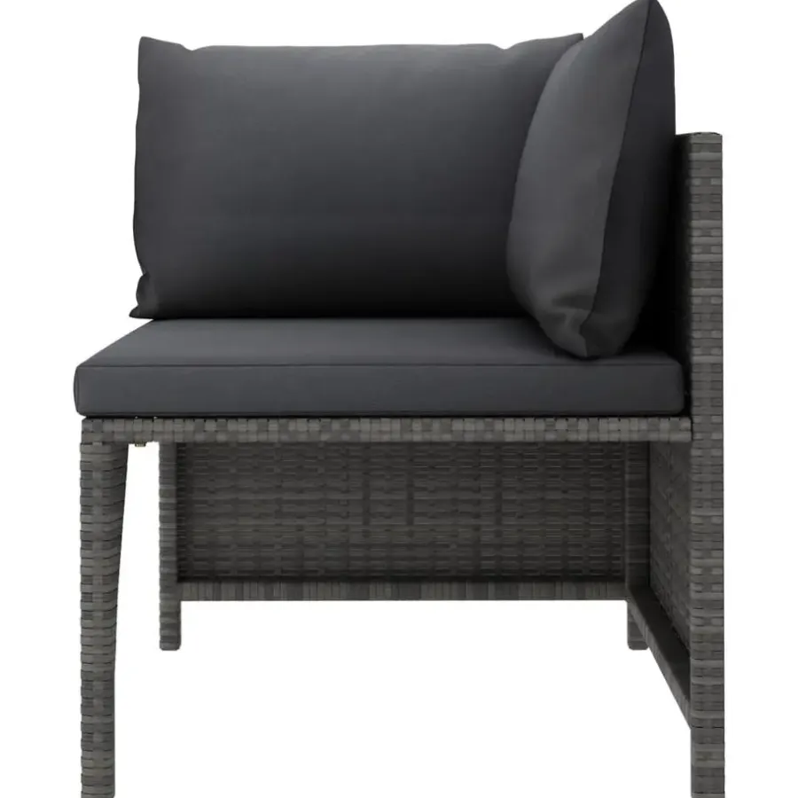 Loungeset Elementen-vidaXL - Hoekbank sectioneel - Grijs - Poly rattan - Met kussens