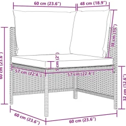Loungeset Elementen-vidaXL - Hoekbank sectioneel - Grijs - Poly rattan - Met kussens
