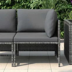 Loungeset Elementen-vidaXL - Hoekbank sectioneel - Grijs - Poly rattan - Met kussens