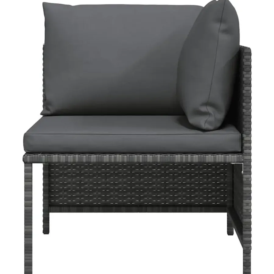 Loungeset Elementen-vidaXL - Hoekbank sectioneel - Grijs - Poly rattan - Met kussens