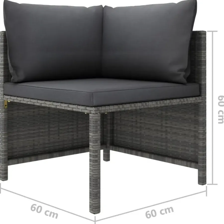 Loungeset Elementen-vidaXL - Hoekbank sectioneel - Grijs - Poly rattan - Met kussens